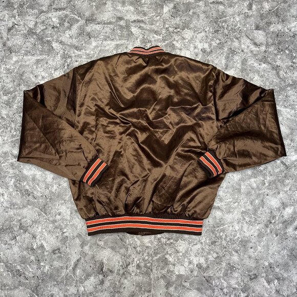 Vintage Swingster Brand NFL Cleveland Browns Satin Snap Jacket - Brown - Size L - Picture 2 of 6
